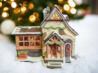 Santa's Workbench Collection Interior View Series 15 Gardener's Lane Christmas Miniature Village House Ceramic