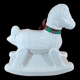 Flambro White Ceramic Porcelain Rocking Horse Holiday Decor