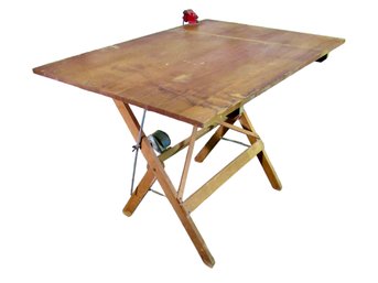 1960s Vintage Anco Bilt Folding Architect Drafting Table With Vise And Antique Mounted Pencil Sharpener