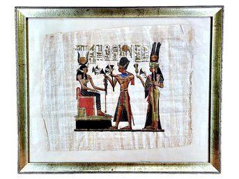 Ramses II With Queen Nefertari Offering Lotus Flowers To Goddess Isis Papyrus