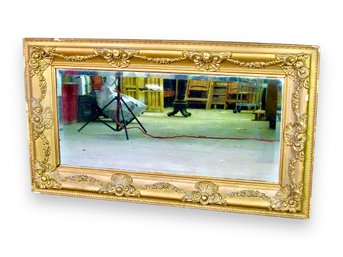 Huge Antique Gilt Framed Wall Mirror - Ornate Baroque Style With Floral Motifs - Large Decorative Mirror