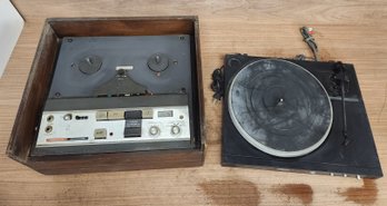 General Electric Reel To Real Stereo And Sanyo Tp 420 Record Player Turntable Phonograph