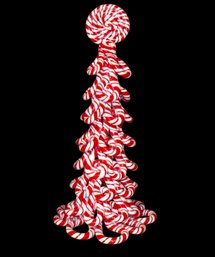 Candy Cane Christmas Tree With Peppermint Lolipop On Top Faux Plastic
