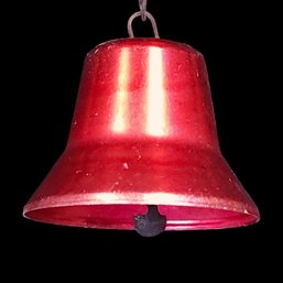Vintage Red Painted Metal Bell Ornament