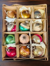 Vintage 12 Count Package In Box Shiny Brite Mercury Glass Ornaments
