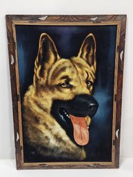 Original David Ortiz Large Dog Painting On Velvet German Shepherd 40'x28'x2'