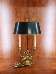 Antique French Bronze Bouillote Table Candle Lamp 25'x14'x7'