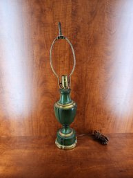 Vintage Antique Leviton Borghese Used Wood Wooden Brass Felt Bottom Table Lamp