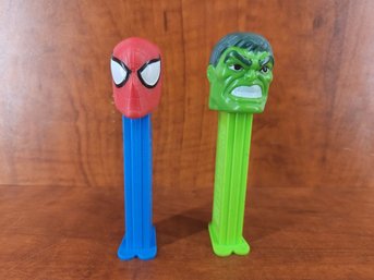 Lot Of Two Vintage 1990s Pez Dispensers Marvel Comics The Amazing Spider-Man The Incredible Hulk