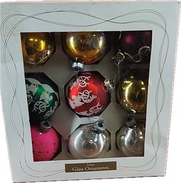 Nine Glass Ornaments Christmas Target Year 2000, In Box, Used, See Photos!