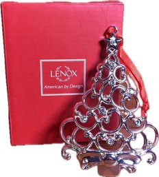 Lenox, Sparkle And Scroll Clear Crystal Tree, Christmas Ornament, Silverplated