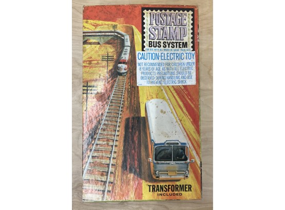 Postage Stamp Bus System Toy Train Set In Box