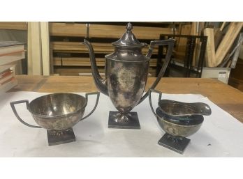 3 Piece Silver Plated Trophy Set Goblet Tea Pot