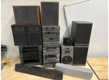 Mixed Giant Lot Of Stereo Electronics Speakers And Amps