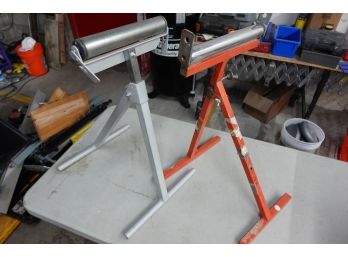 Lot Of Two Woodworking Outfeed Roller Stands - Workforce