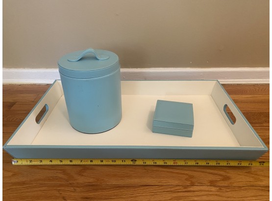Teal Faux Leather Table Accessories By Impulse!