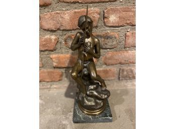 Boy Fishing Brass Statue