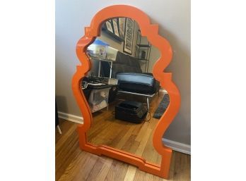 Jonathan Adler Orange Lacquer Framed Mirror Retail $600