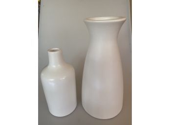 West Elm White Ceramic Carafe & Bottle