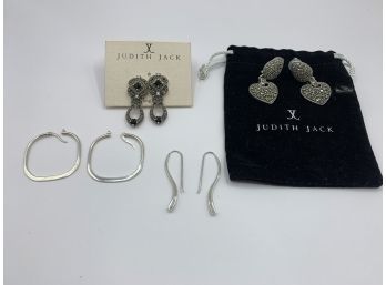 Sterling Silver Earring Collection. 4 Pairs