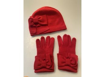 New W/O Tags Kate Spade Red Hat & Gloves Set