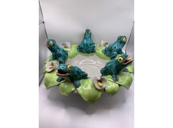 Made In Italy Frogs On A Lilypad Decorative Bowl