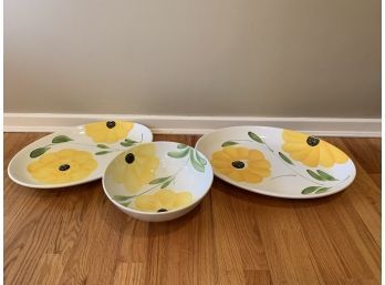 Three Made In Italy Platters  With Bonus Metal Cheese Grater