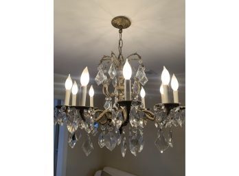 Ornate Brass And Crystal Chandlier