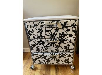 Plastic Rolling Drawers Black & White Floral