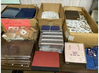Large Lot Of Coin Collecting Books, Sleeves, Etc