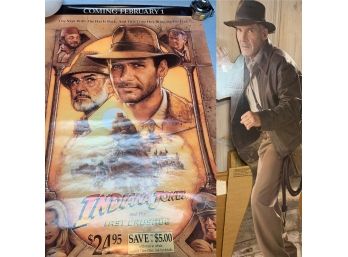 7ft Tall Indiana Jones  Cardboard Movie Theater Promotion  And Poster