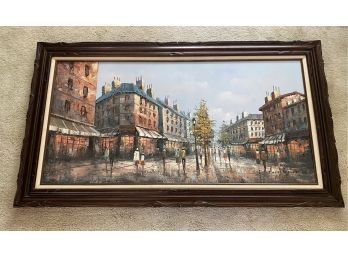 Large Oil Painting Signed Henry Rogers Streets Of Paris