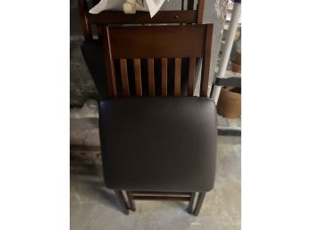 Set Of 2 Wood & Padded Seats Folding Chairs