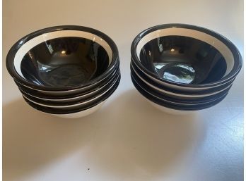 Set Of 8 Black & White Made In Italy Dessert Bowls