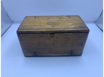 Antique Sewing Supplies In Wooden Box