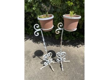 Set Of Iron Outdoor Plant Stands