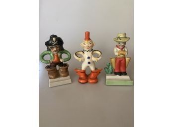 Pirate, Clown, Cowboy Vintage Toothbrush Holders