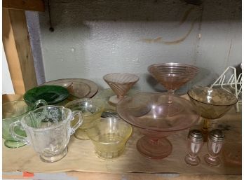 Large Lot Of Assorted Depression Glass