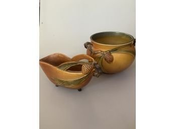 Pair Of Roseville Pinecone Bowls