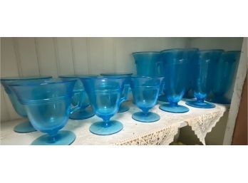 Blue Glassware 6 Small 6 Large