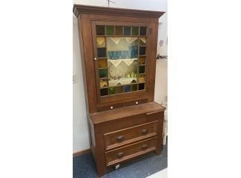 Antique Stained Glass Hutch