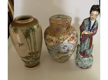 Asian Vase Figurine Trio