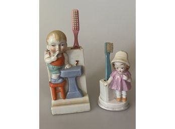 Little Boy & Girl Vintage Toothbrush Holders