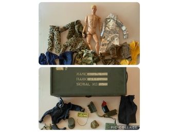Vintage GI Joe Doll, Case, Clothes, Accessories