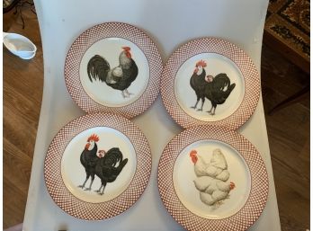 The Haldon Group Chicken And Rooster Plates (4) Made In Japan