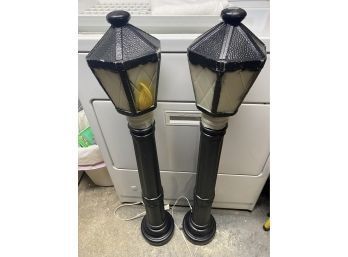 Pair Of Outdoor Holiday Blow Mold Lanterns