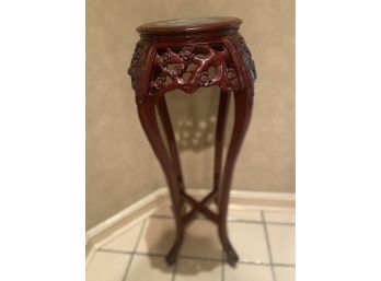 Carved Wood Plant Stand Marble Top