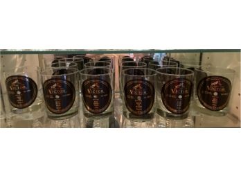 Set Of 11 Victor Records Glasses