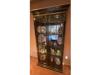 Black With Gold Trim & Floral Accents Curio Asian Style