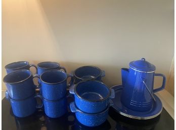 Blue Speckled Dinnerware Set